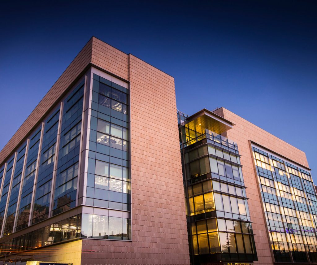 Molecular Engineering and Sciences Building at night