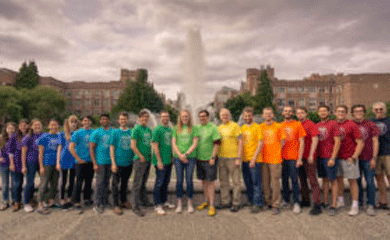 students wearing tshirts of different colors