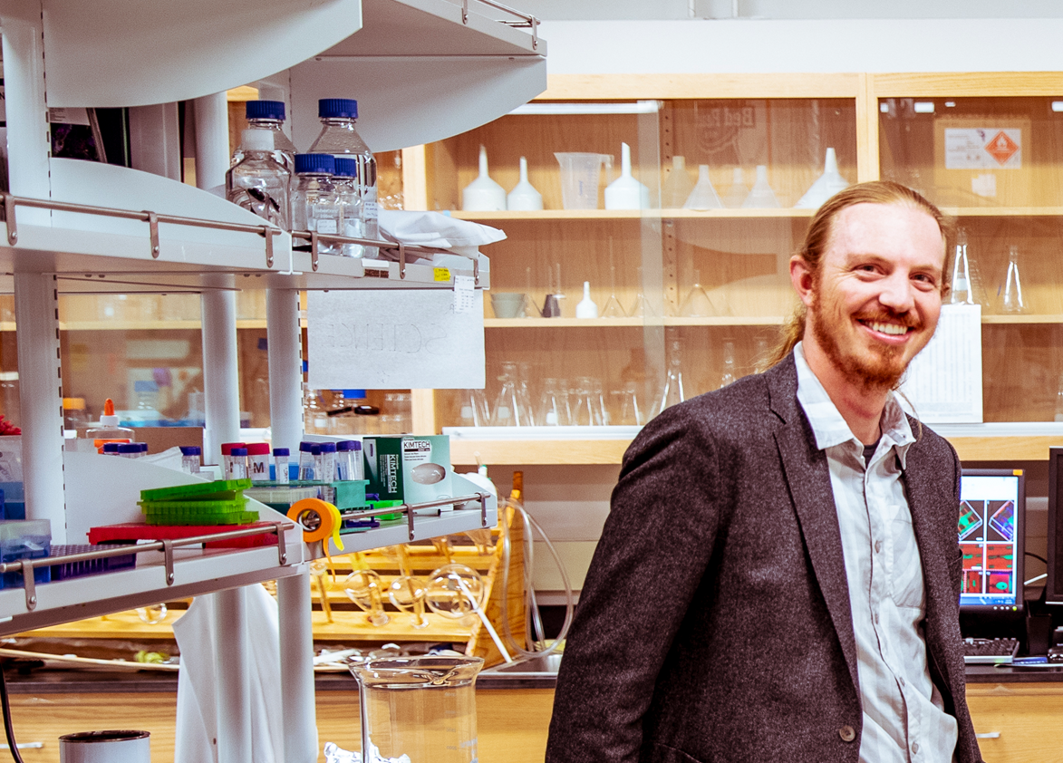 MolES Director of Education Cole DeForest standing in lab